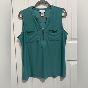 Carmen Marc Valvo Blouse with Zipper Closure and Pockets